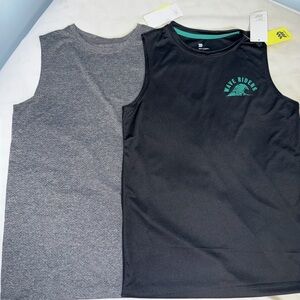Wave Riders Black Athletic Tank & Gray Muscle Tee Set